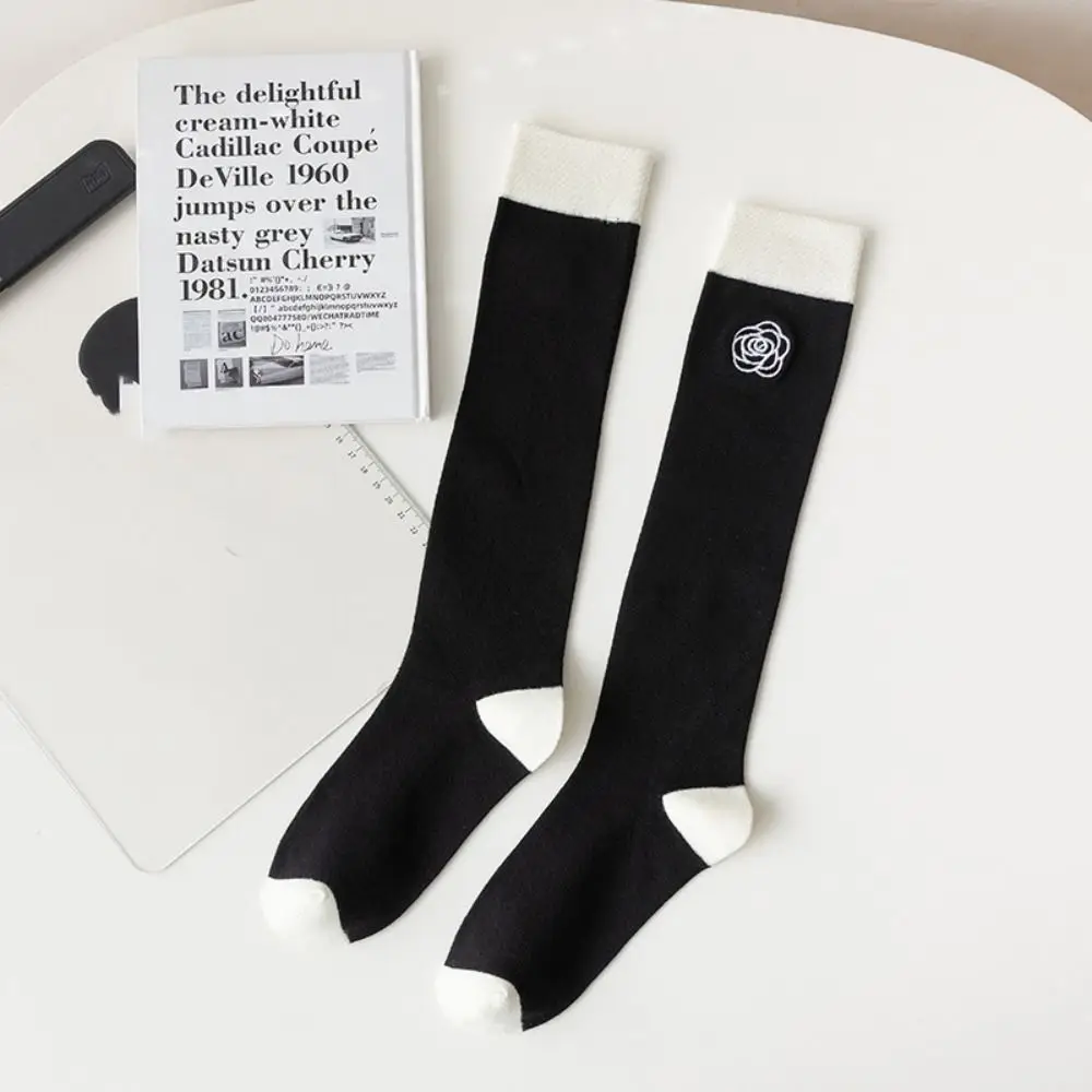 

Модные эластичные длинные носки с камелией и розой, хлопковые гольфы в стиле Лолиты, дышащая юбка, одинаковые носки до середины икры