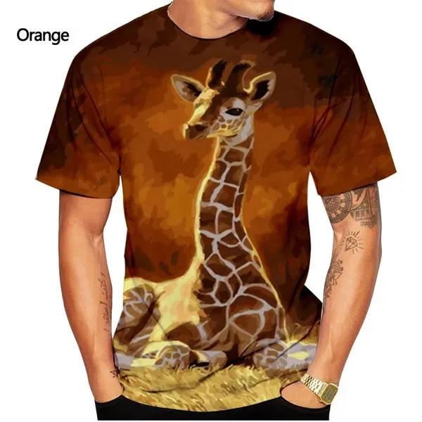 New Fashion Cute Giraffes 3D Printing T Shirt Men\'s And Women\'s Summer Casual Short-sleeved Oversize Street T-shirt Kid Tops