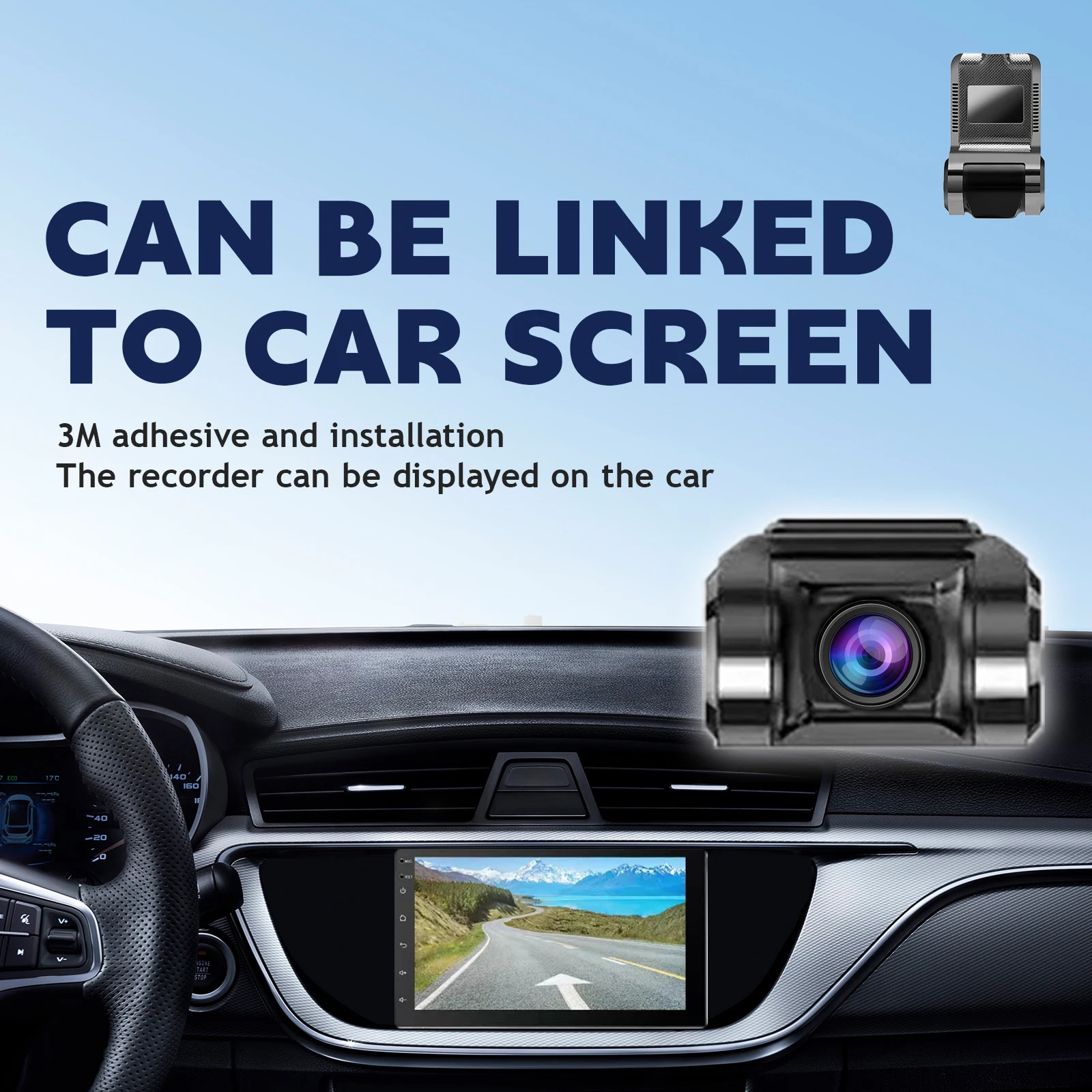 HD Dash Cam Car USB ADAS DVR Dual-lens Camera Video Special for Android Multimedia Player Front Recorder Reverse Vision