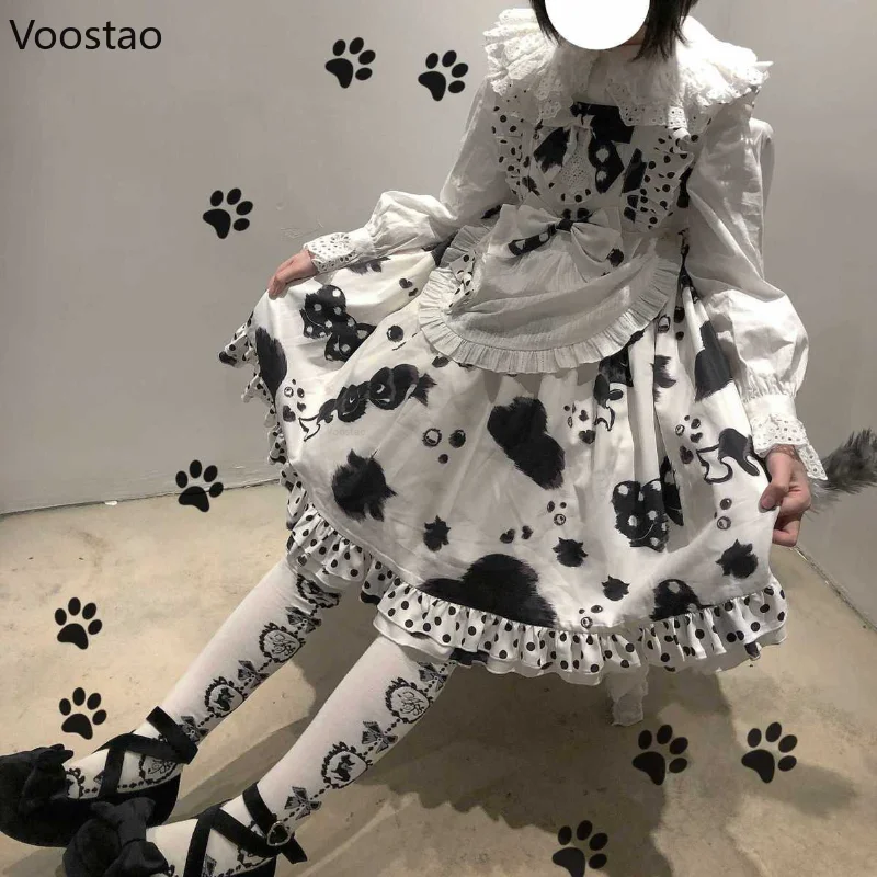 Japanse Zoete Lolita Jsk Jurk Vrouwen Kawaii Boog Ruches Schort Mouwloze Party Jurken Meisjes Harajuku Leuke Meid Cosplay Jurk