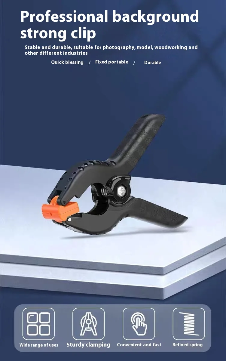 6ชิ้น3นิ้วที่หนีบสปริงพลาสติกสำหรับพื้นหลังผ้ามัสลินกระดาษผ้าใบ chromakey คลิปหน้าจอเครื่องมือช่างไม้สตูดิโอถ่ายภาพ