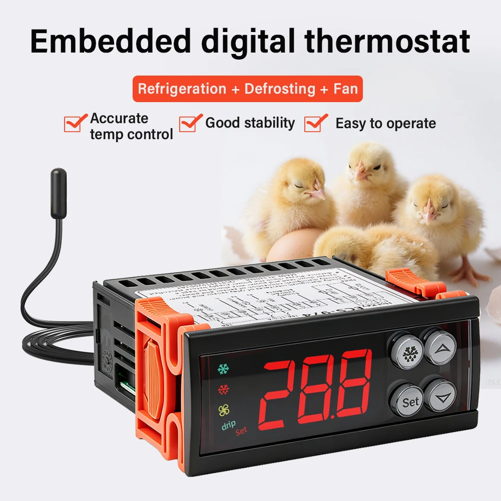 ECS-974 Digital Temperature Controller 220V Thermostat Refrigeration Defrost Fan Control Regulator for Cold Storage Freezer