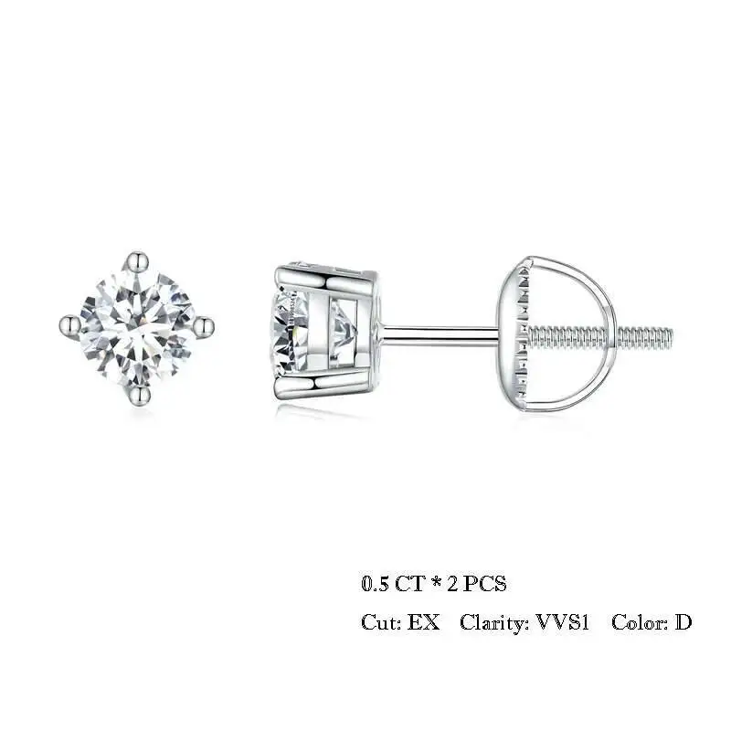 

Серьги из стерлингового серебра 925 пробы, 0,5-2 карата, муассанит, цвет D, VVS1, классические ослепительные серьги для женщин, стерлинговое серебро Sier, свадебный подарок