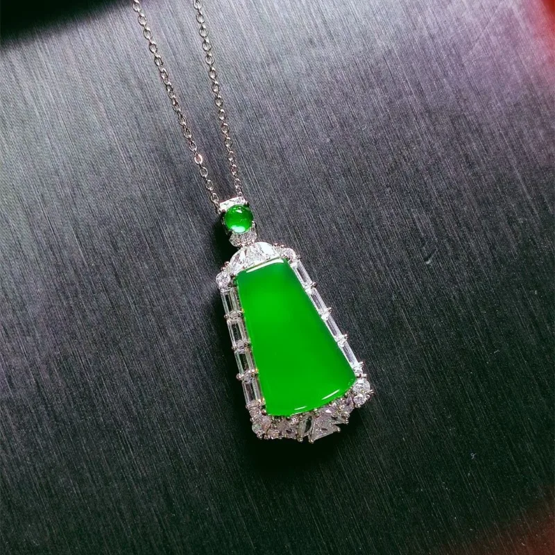 Natural ice type jade pulp no trouble pendant inlaid necklace pendant gift Party travel attire fashionable temperament 4