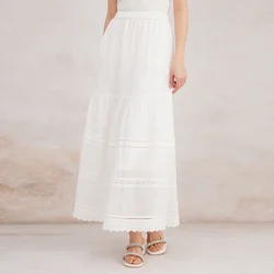 K3093W 100% Ramie Half Skirt High Quality Luxury Women's Clothing Spring Summer Hollow out  long skirts
