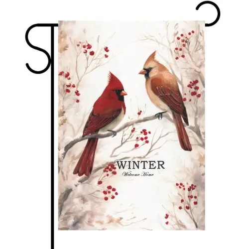 Winter Cardinal Garden Flag 12 x 18 Winter Garden Flags Vertical Double Sided... CP LLP LLX uui