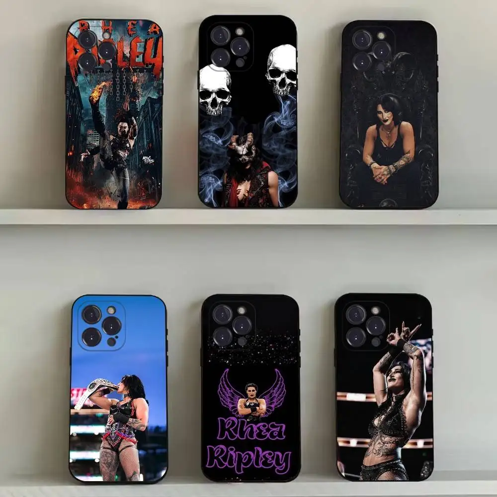 

R-Rhea Ripley Wrestler Phone Case For iPhone 16,15,14,13,12,11,Pro,Max,Plus,X,XS,SE4,E,Mini,Soft Black Case
