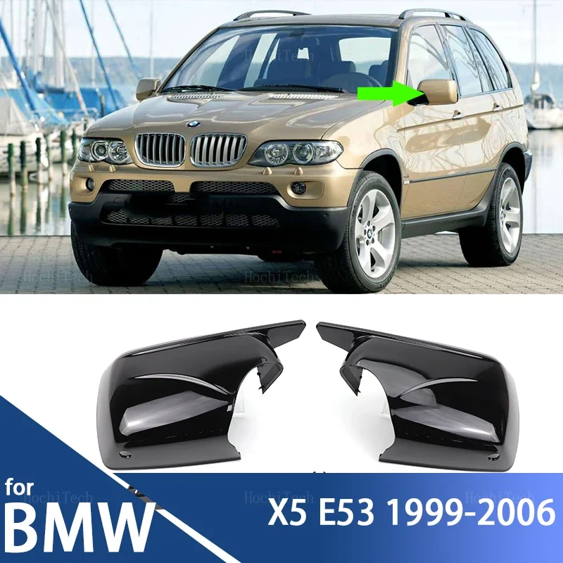 

Rearview Side wing mirror cover cap Glossy Black 2024 New M Look Mirror Covers for BMW X5 E53 1999-2006 Replacement