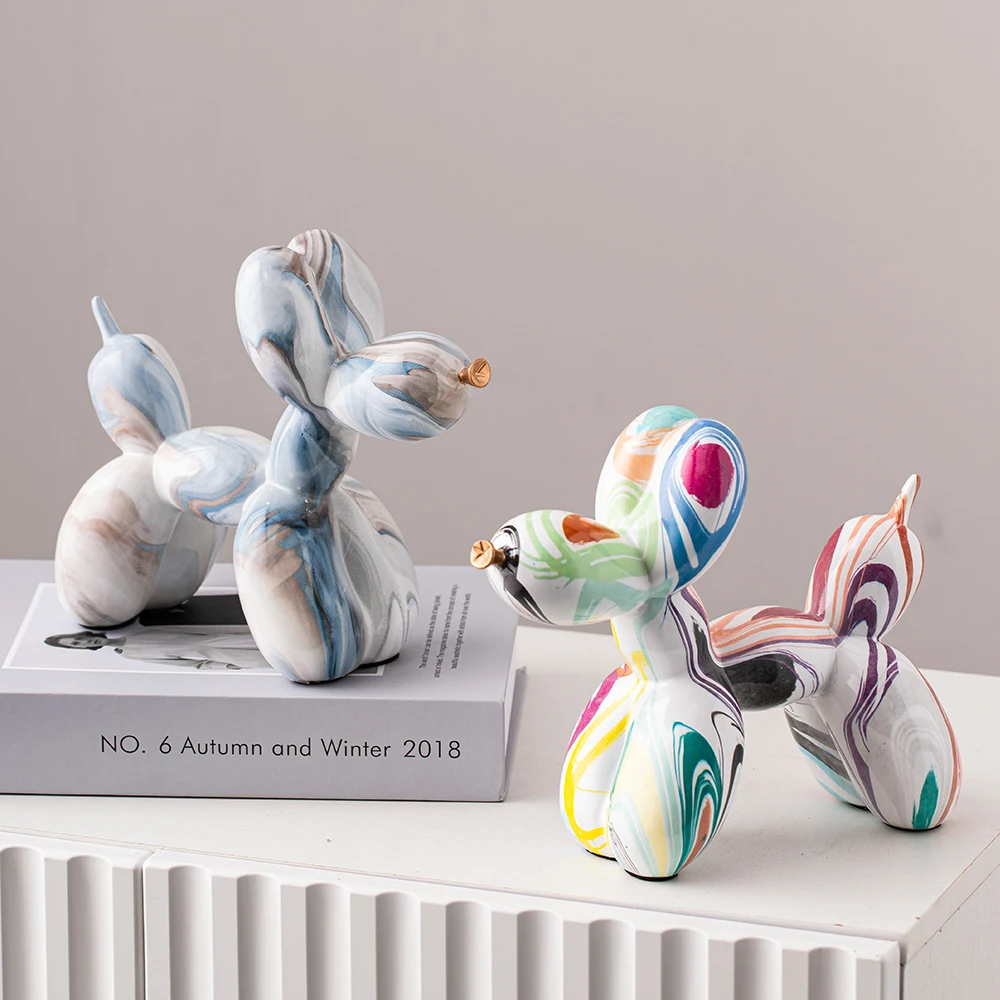 Art Graffiti Colorful Balloons Dog Sculpture Resin Statue Nordic Living Room Desk Ornament Figurines kids Gift Home Decoration