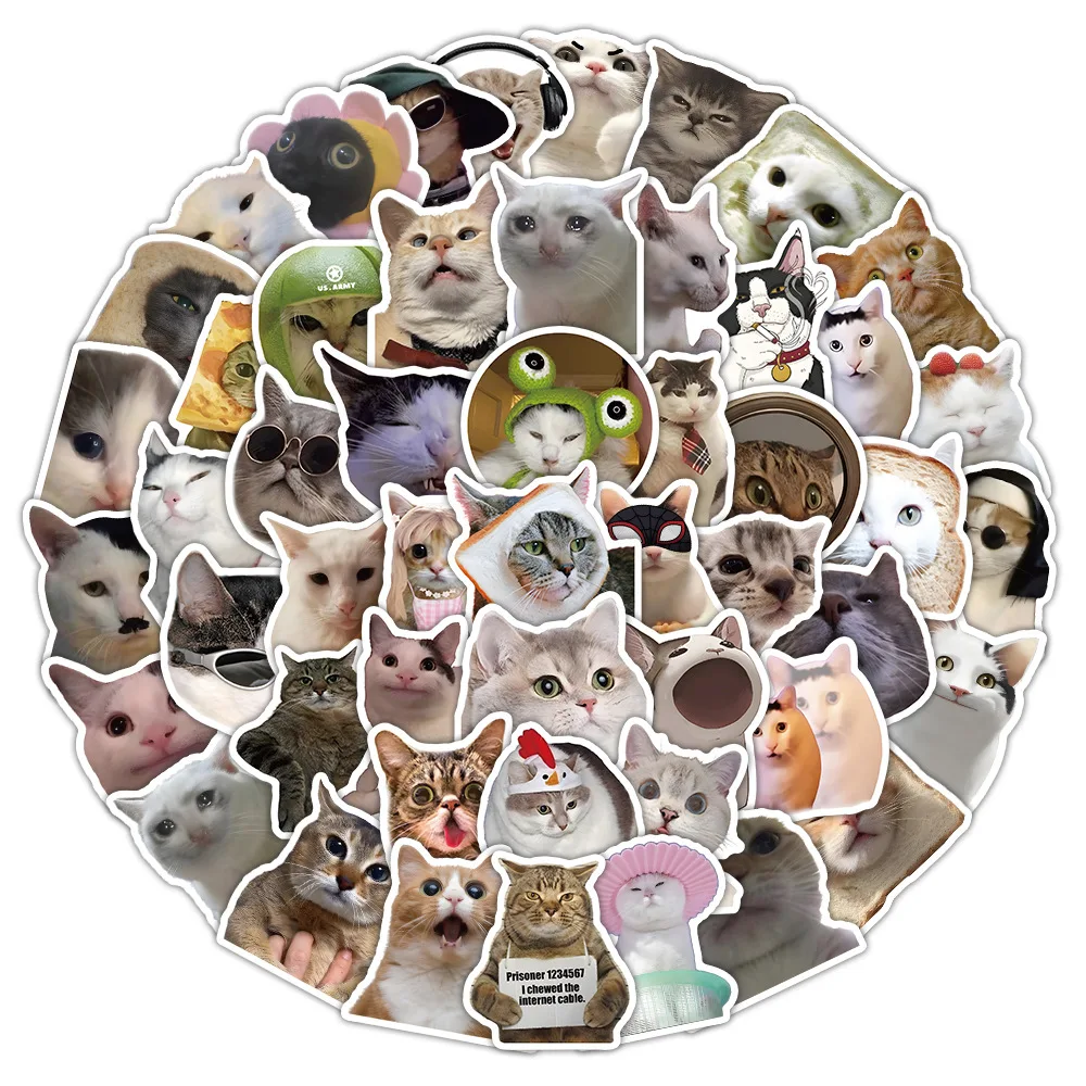 10/30/50/100PCS Funny Cute Cats Meme Stickers Cartoon Toys Kawaii Kitten Decals DIY Skateboard Phone Bike Fridge Graffiti Decal