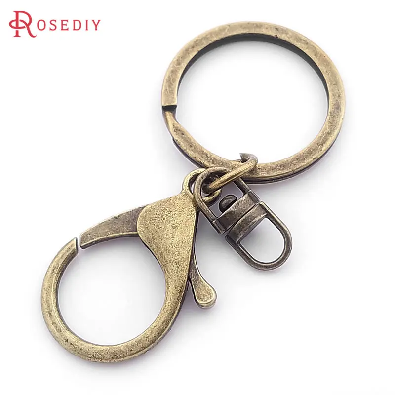 10PCS Antique Bronze Iron Key ring Key Chains with Rotate Link Connector and Large lobster Clasps Rosediy official-website