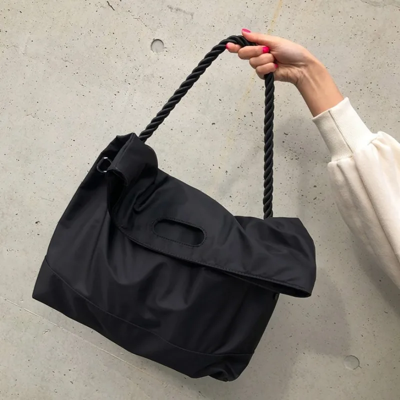 Simple Fashion Shoulder Bag High Capacity Nylon Tote Bag Personality Large Tote Bag Solid Color Crossbody Bags