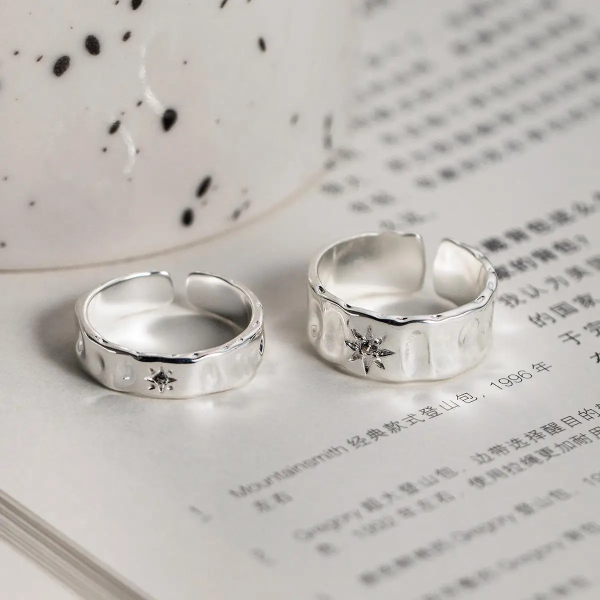 925 Sterling Silver Star Zircon Adjustable Rings For Women Couple Wedding Engagement Luxury Jewelry Wholesale Accessories