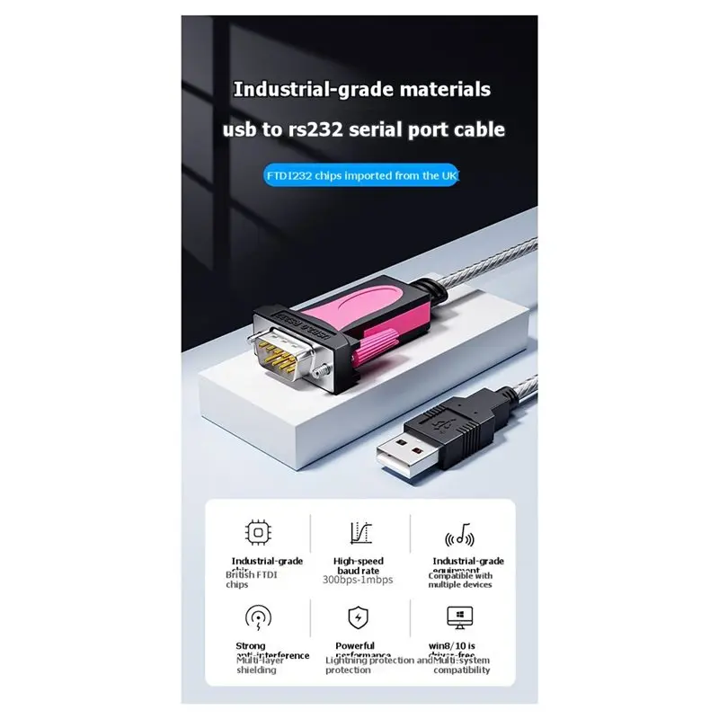 [LXYA68Z!] USB To RS232 Male DB9 Serial COM Port Adapter Chip R232 Converter Cable Works For Windows 11/10/8.1 8 7 Vista XP Win