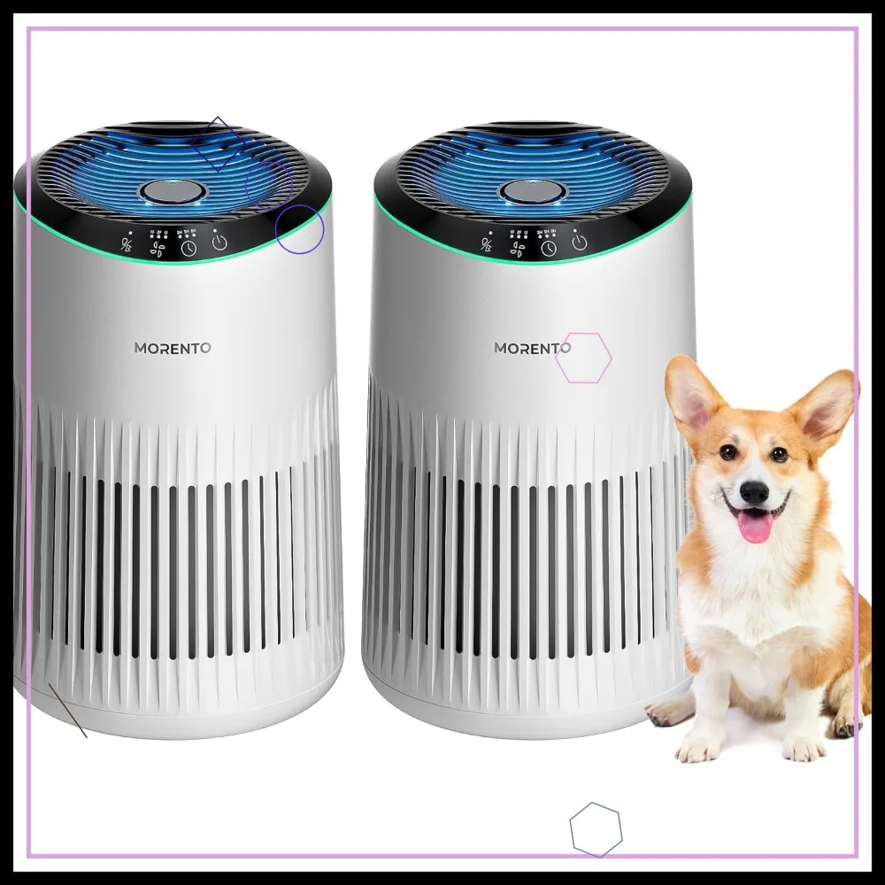 

Small Air Purifier with Sleep Mode, Fragrance Sponge, Blue Light, Quiet 23dB for Smoke Pet Odors, 2 Pack White