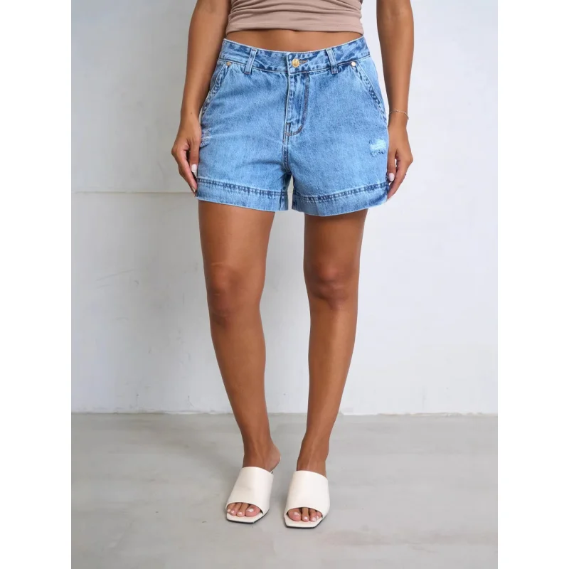 

Women's High-Waisted Three-Quarter Denim Shorts Summer Sexy Wide Leg Short Length Jeans Casual Fashion for Ladies