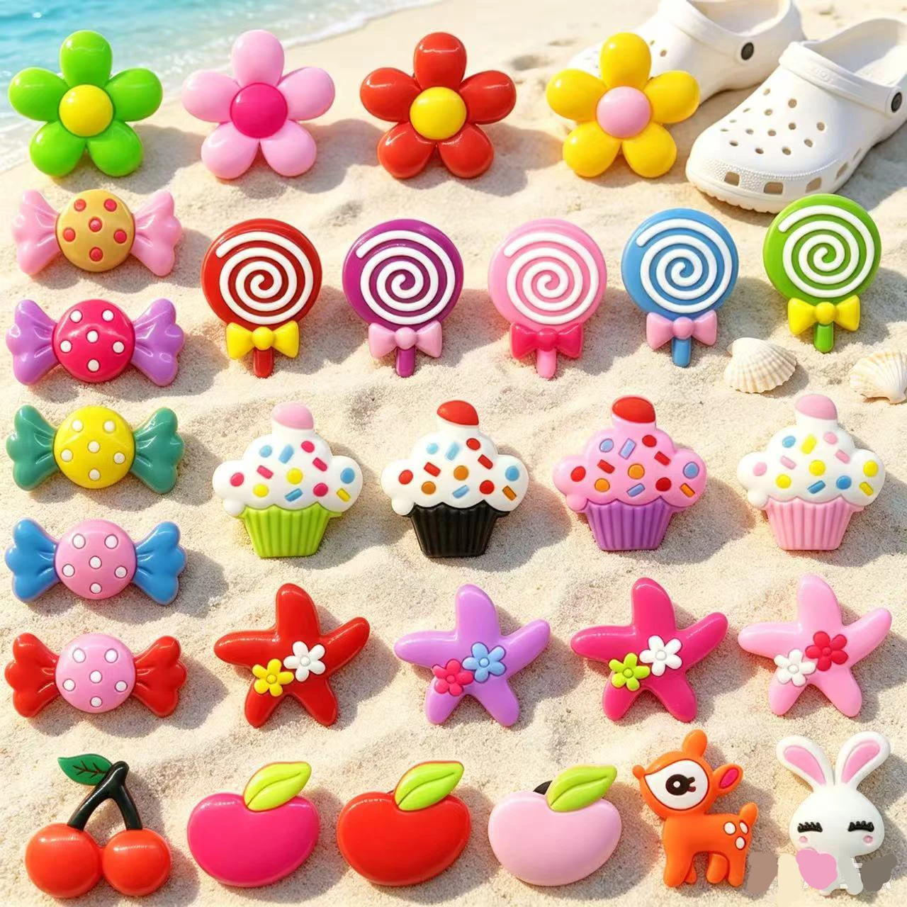 20/30pcs Sweetheart Lollipop Flower Cake Shoe Charms For Sandals,Shoe Decoration Accessories Shoe Pins Great Gift For Men Women