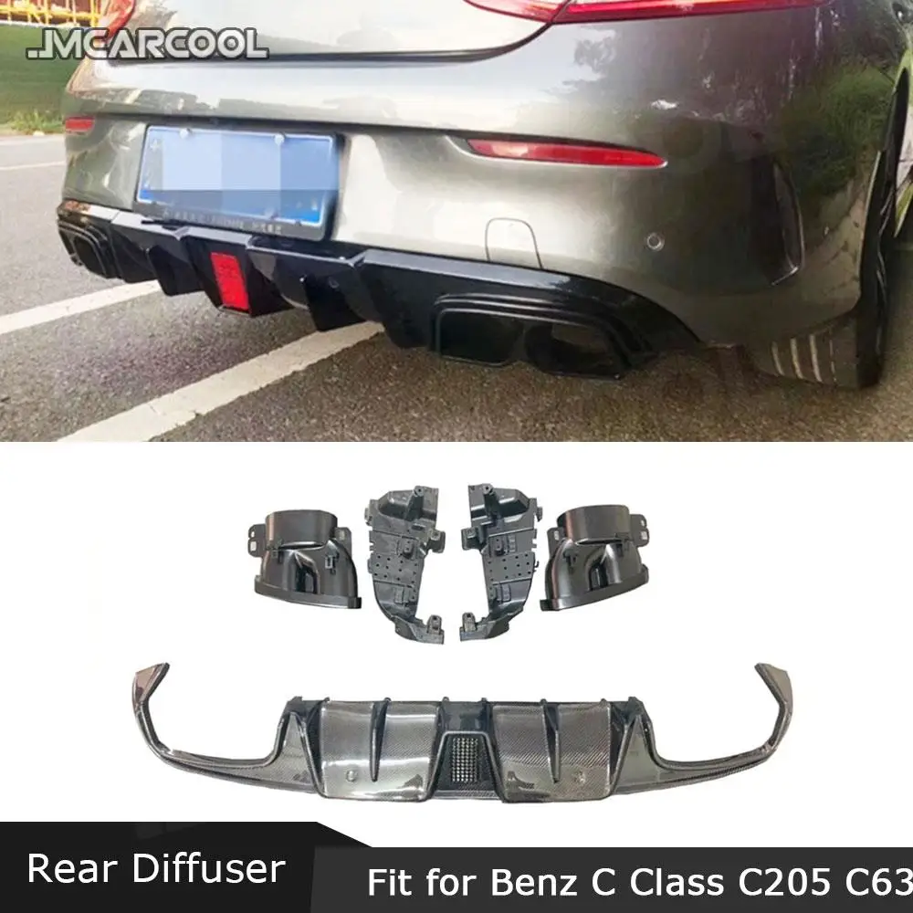 

Carbon Fiber Rear Bumper Diffuser with Exhaust Tips for Mercedes Benz C Class C205 C63 AMG Coupe 2 Door 2015 2016 2017 2018 2019