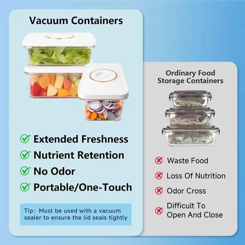 【RECOMENDAR】Compact Handheld Vacuum Sealer Machine, 3 Containers Included, Seals All Food Types, Perfect For Travel& Sous Vide