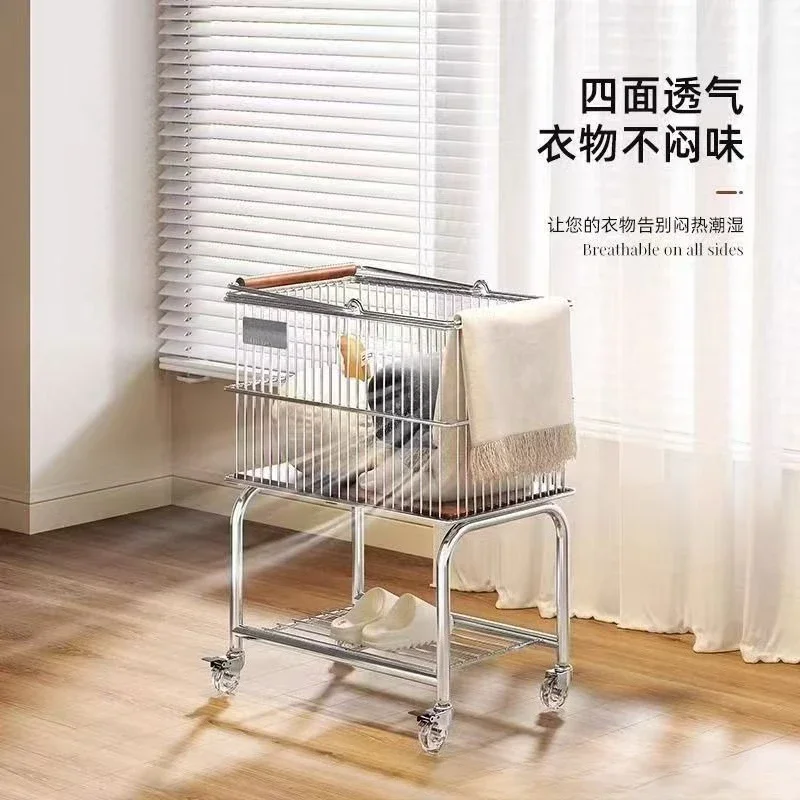 Panier à linge sale salle de bain double panier de rangement toilette panier à linge mobile support de chariot