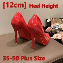 48 49 50 plus Size 12cm Super High Heel Shoes Sexy Pseudo Princess Pumps Shoes Rubber Material Season  For Women