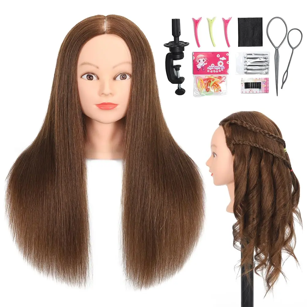 

Professional Cosmetology Mannequin Head with Real Human Hair for Styling Practice Training