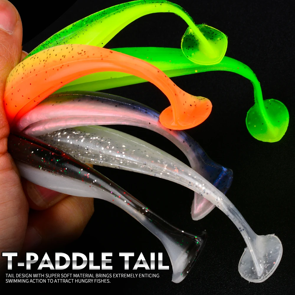 Proberos 4/10 Stück 9/12 cm 4,7/9 g T-Tail Swimbait Silikon-Weichwurmköder Künstlicher Köder Wobbler für Meeres- und Süßwasser-Angelausrüstung – Detail 6