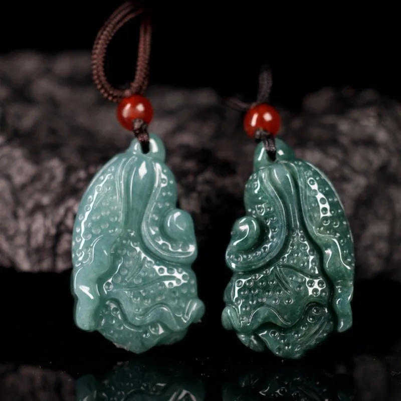 Natural A-grade jadeite blue water cabbage pendant for men women, high-end jade jewelry and ornaments
