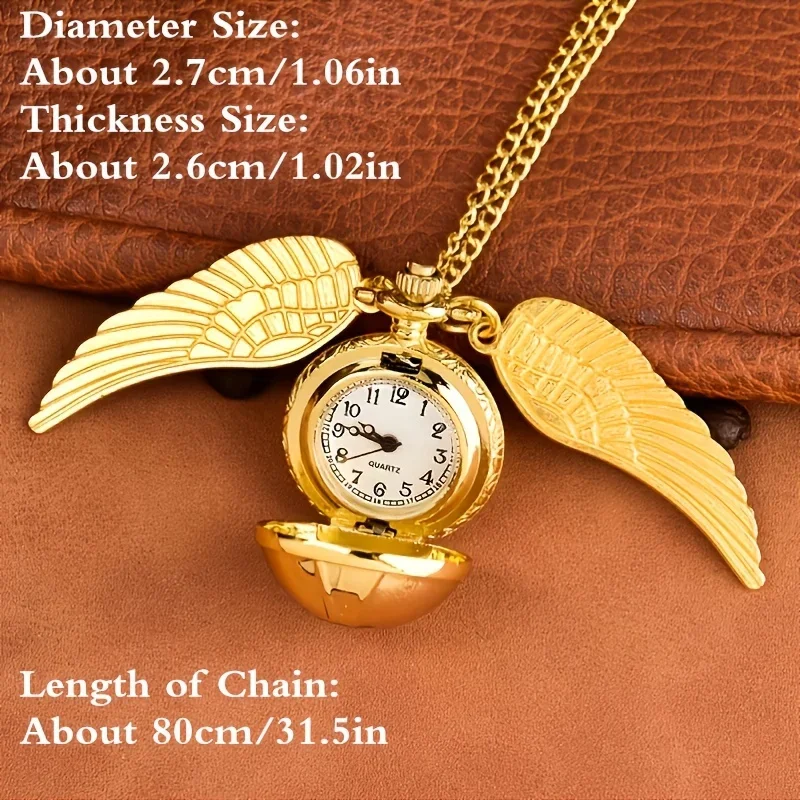 럭셔리하고 귀여운 황금 날개 볼 호박 포켓 시계, 정교한 최고의 선물 펜던트 시계, 남아용 시계