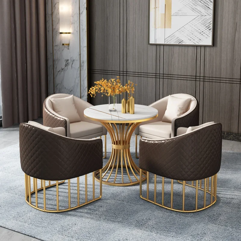 New design cafe table and chairs for restaurant modern hotel furniture marble top coffee tables set