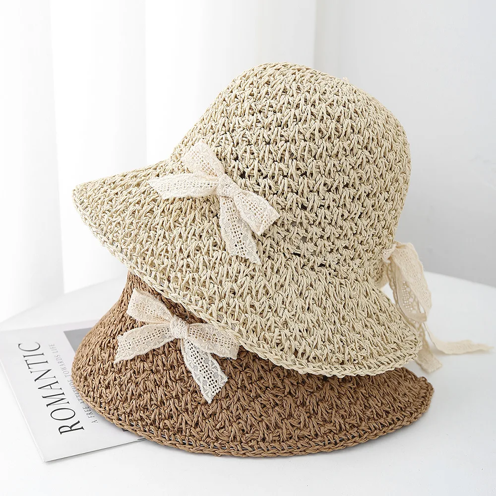 قبعة دلو نسائية قبعات الربيع والصيف للنساء مع القوس في الهواء الطلق قبعة الشمس الإناث شاطئ البحر عطلة قبعة الشمس قابلة للطي