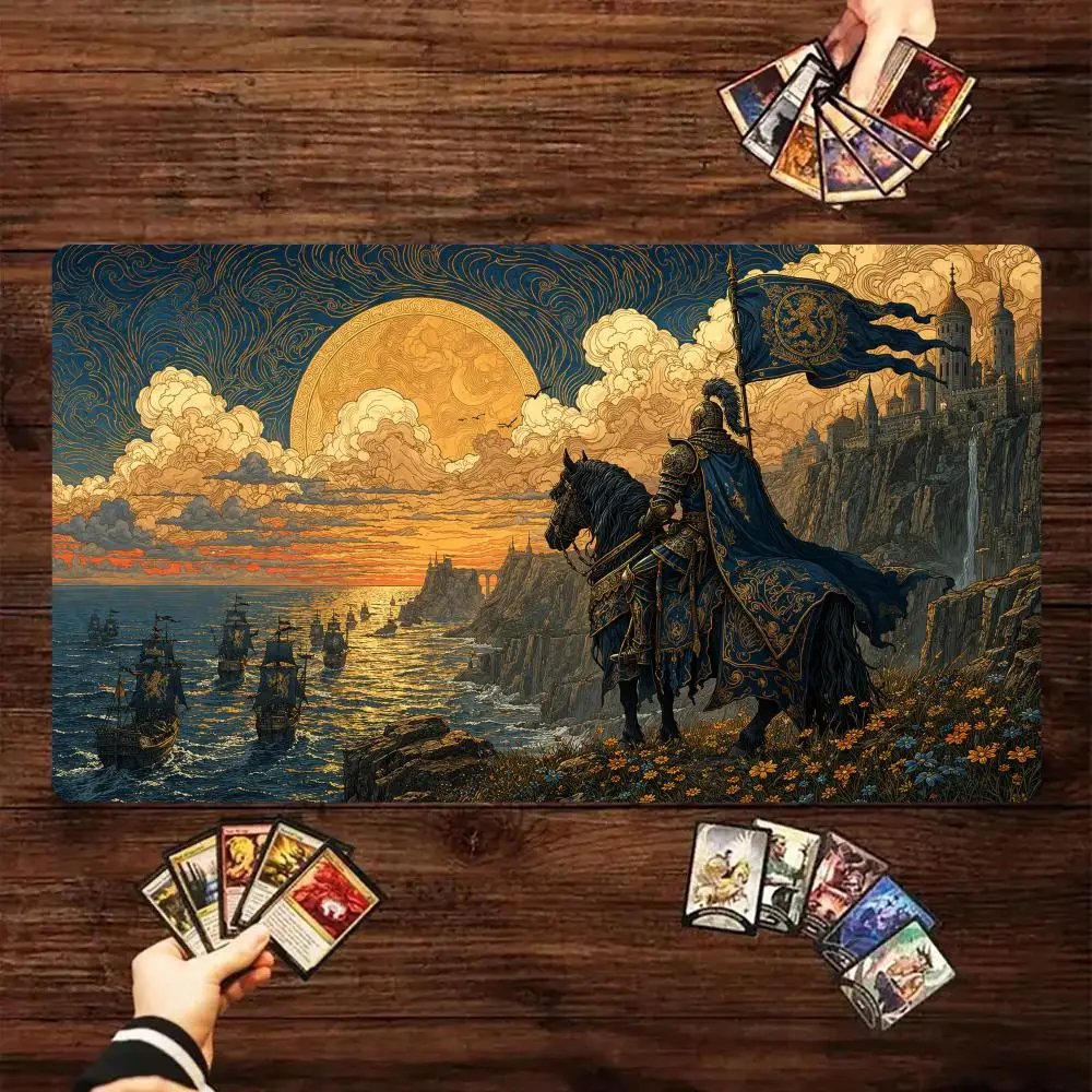 

Игровой коврик для карточных игр Magic: The Gathering (MTG) «Рыцари и парусники», 35x60 см, с противоскользящим основанием, для TCG