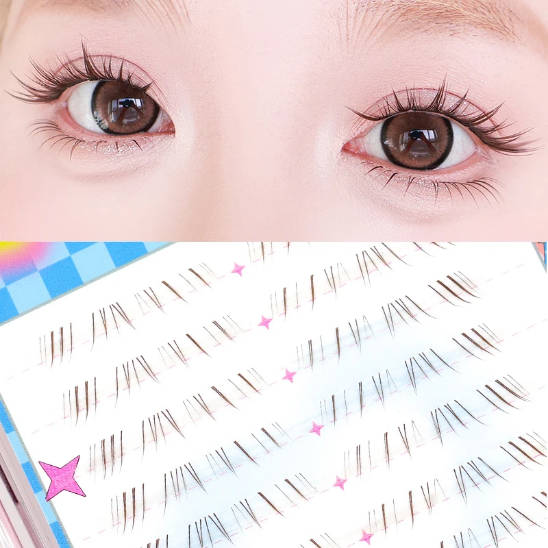 5-7mm Dark Brown Lower Lashes Natural Sheer New Chinese Style Large Pack Glue-Free & Glue Needed for Daily Wear False Eyelashes