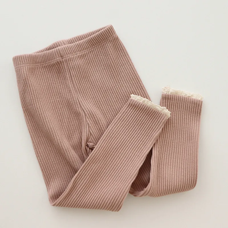 Baby Toddler Pants 2024 Knitted Candy Color Bottoms Outfits Girls Ribbed Leggings Striped Casual Trousers Baby Girls Clothes