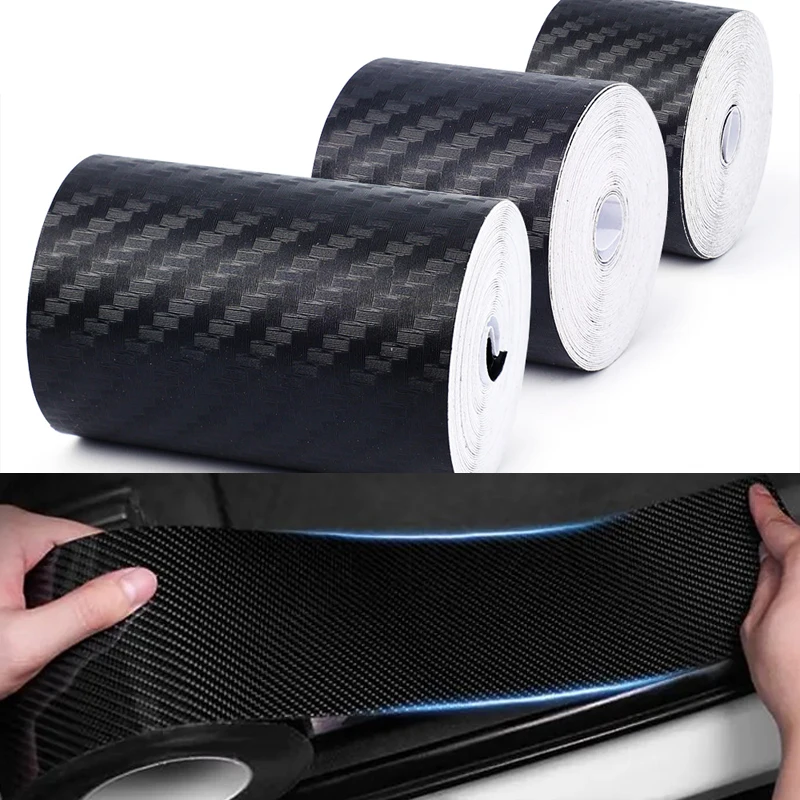 Carbon Fiber Sticker Car Threshold Protective Film Anti Scratch Waterproof Matte Black Nano Adhesive Tapes Sticker for Car Body