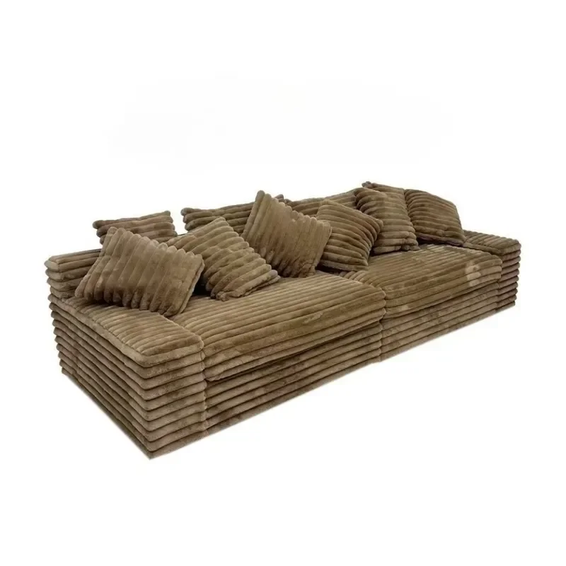 Vacuum Compressed Corduroy Cloud Sofa Bed Designer Lazy Couch for Living Room Space Saving Roll Pack Furniture