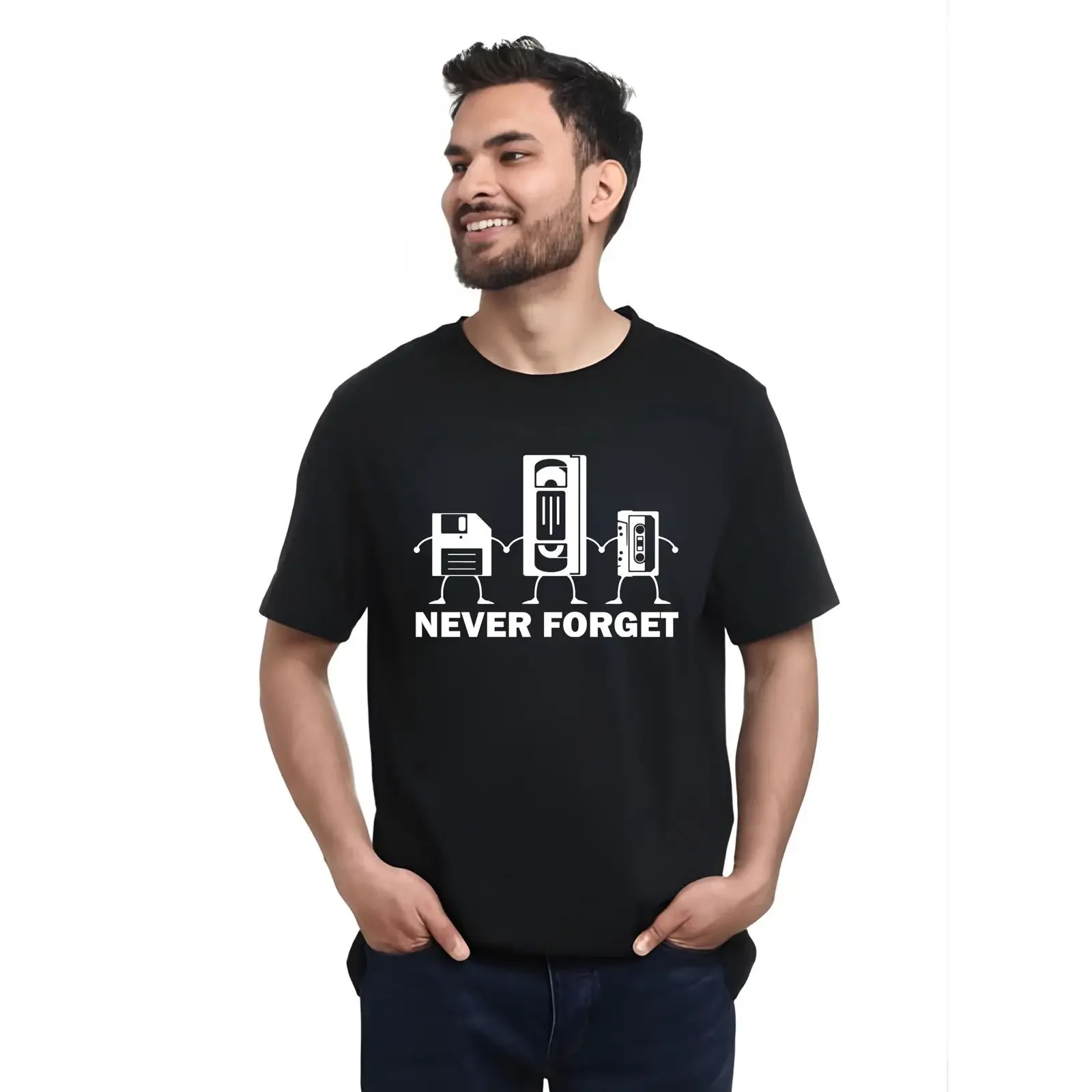 Retro Casette T Shirt Never Forget Vintage Recording Device Music Lovers Trending Costume vintage Washed Casual graphic fashion