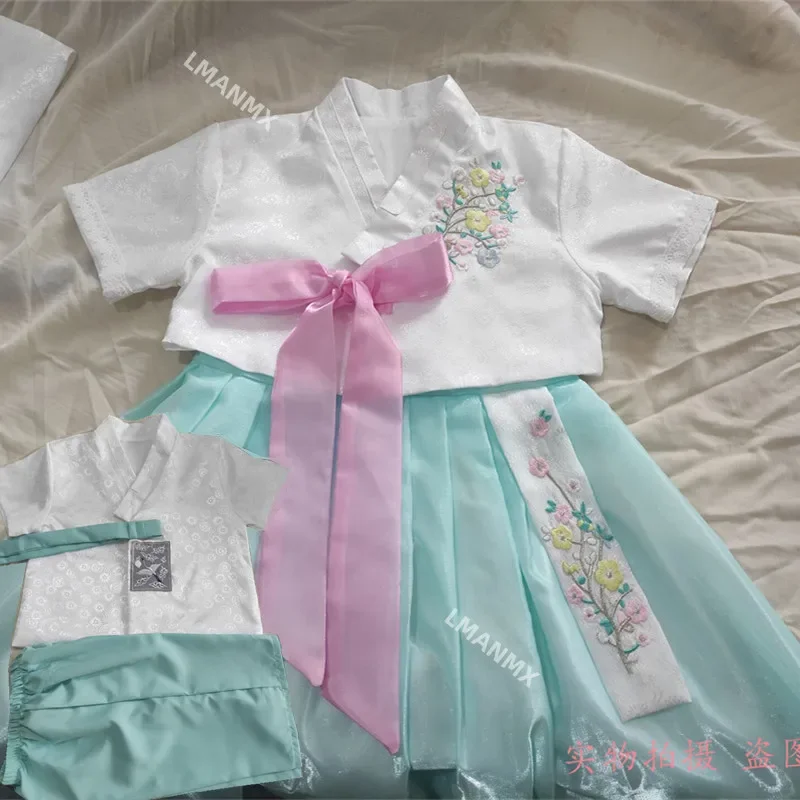 

Summer New Fresh Pink Princess Dress Korean Ethnic Improvement Hanfu Yanji Girls' Dress Boys' Performance Dress