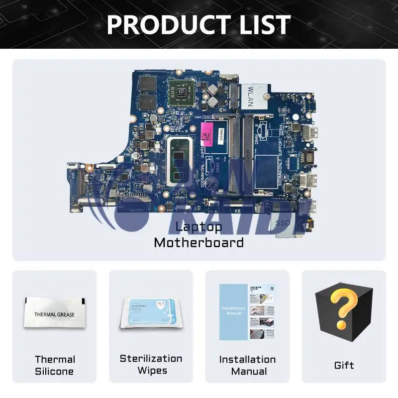 Laptop Motherboard For Dell Inspiron Vostro 3490 3590 3790 CN-0P65F7 0P65F7 LA-G716P Notebook Mainboard with I5 I7 10th CPU Gen