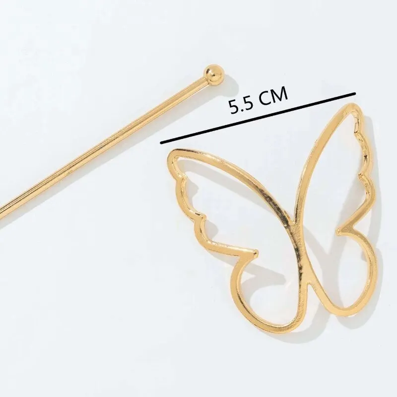 2pcs Metal Exquisite Hairpin Europe And The United States Simple Butterfly Hairpin Hairpin Disc Hair Device