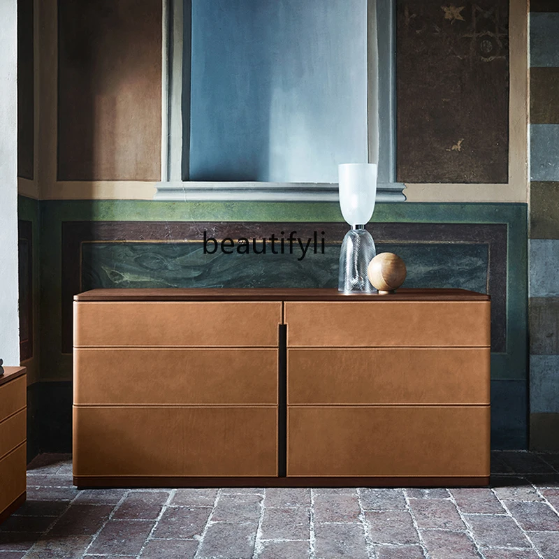 Italian Chest of Six Drawers Minimalist Light Luxury Bedroom Storage Sideboard Cabinet Modern High-End Wall Cabinet