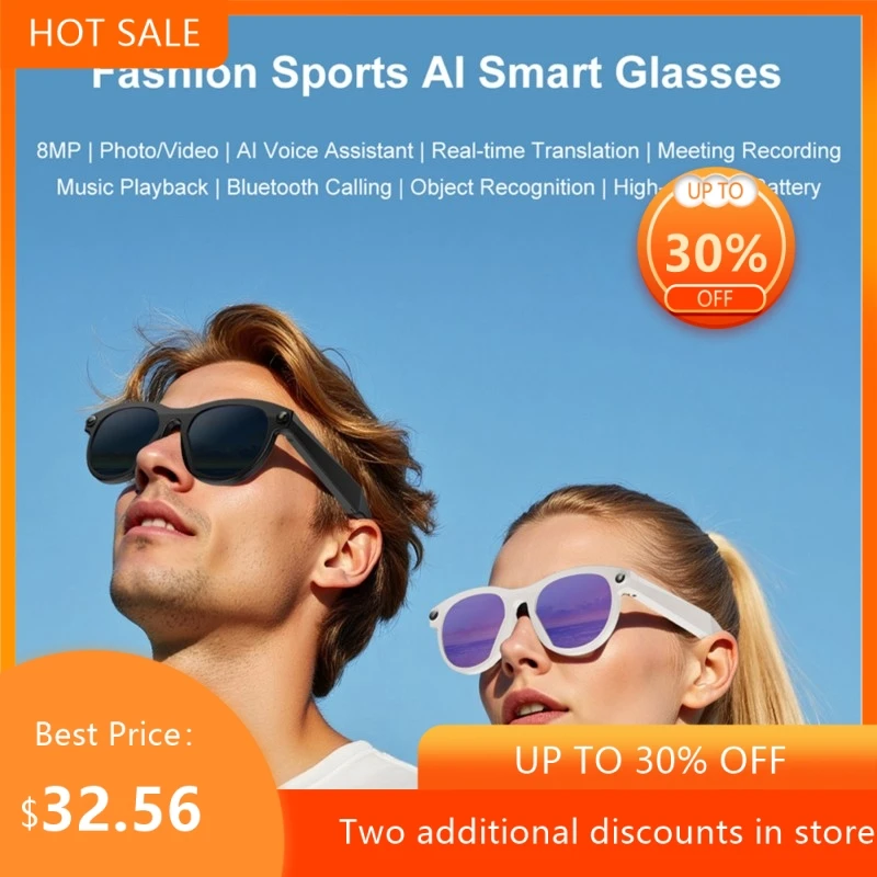 New Smart Glasses With 8 Million Pixels AI Simultaneous Translation Camera Stabilization High-definition Video Recording 2026
