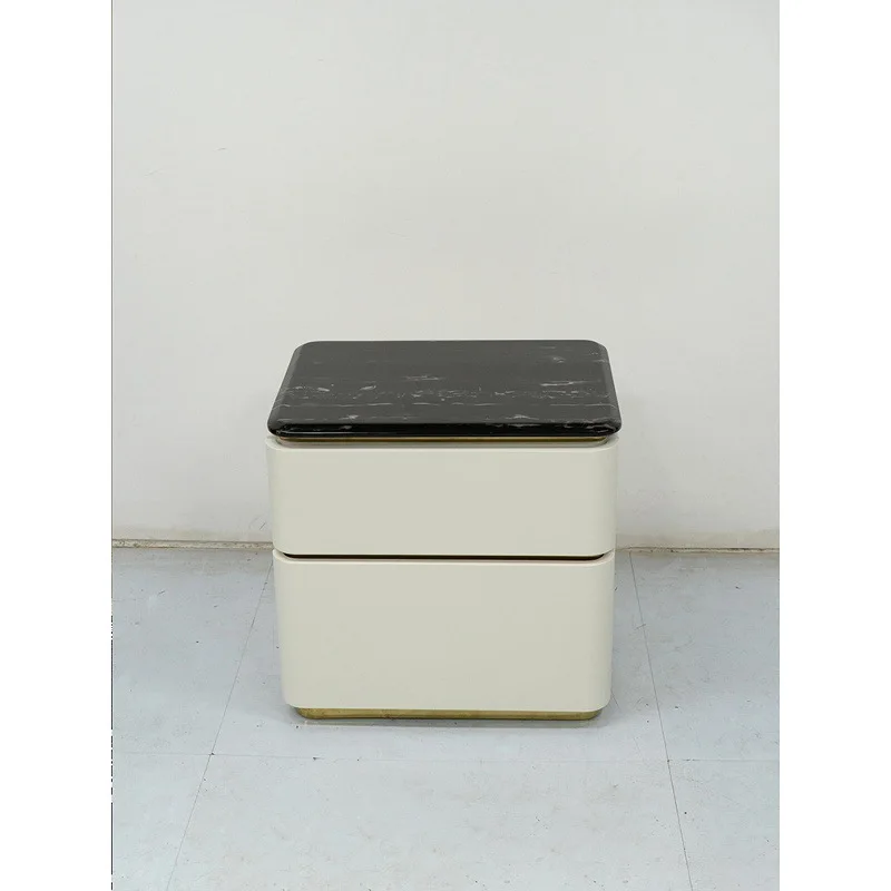 Marble Slate Bedside Table White American Simple Bedroom Bedside Cabinet Locker High-end Villa