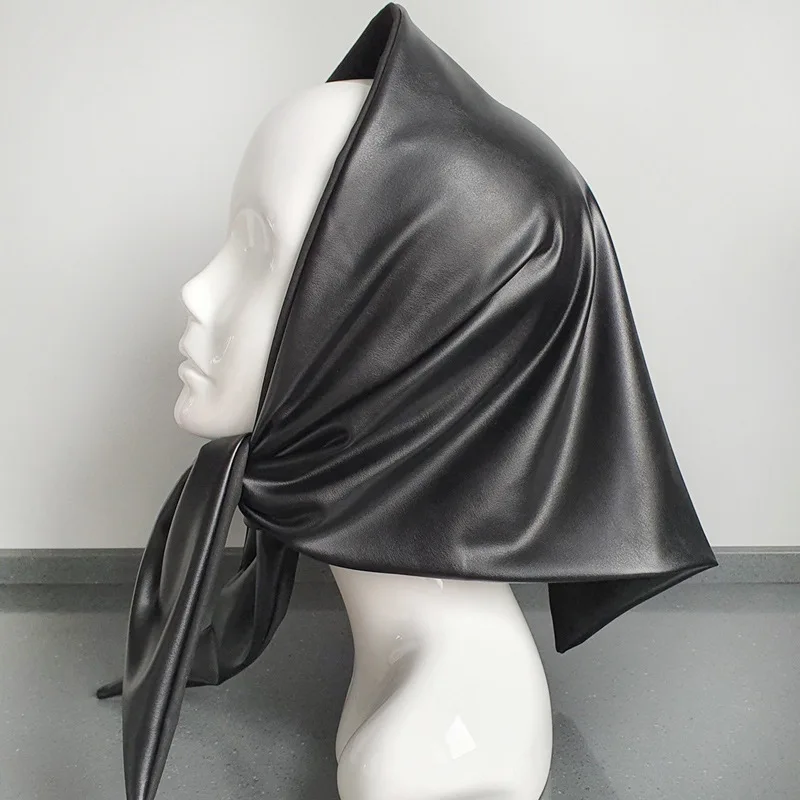 Faux Artificial Leather Triangular Head Scarf Headscarf for Men and Woman Fashionable Triangle Head Wrap Bandana Headwear