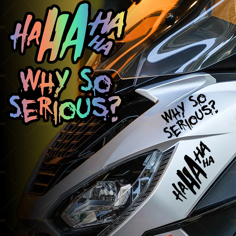 

2PCS/Set HAHAHA & Why So Serious Motorcycle Sticker Waterproof Vinyl Decal for Motorbike Fuel Tank Helmet Fairing Decor