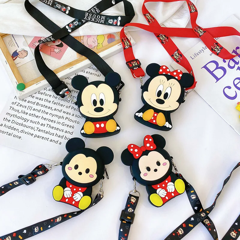 Disney Mickey Mouse Shoulder Bag Baby Girls Messenger Bags for Children\'s Cute Kindergarten Bag Boy Silicone Coin Purse Kids Bag