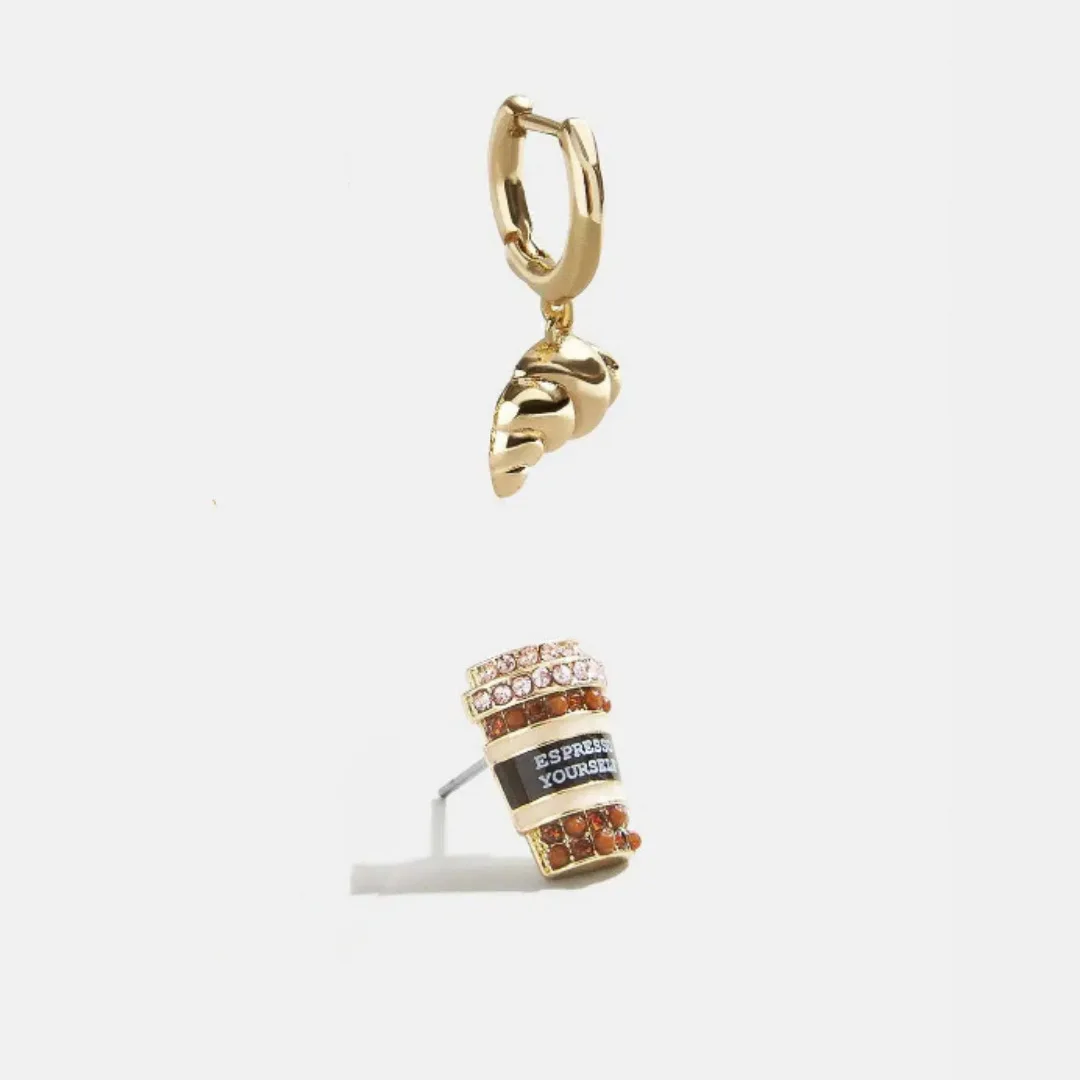 Food-Shaped Dangle Earrings, 14K Gold Plated