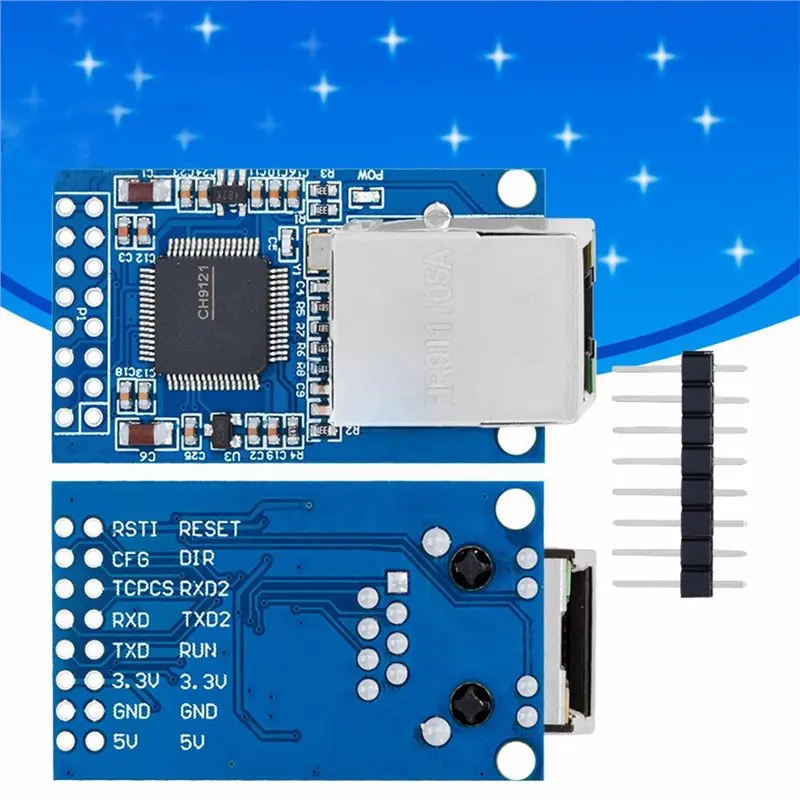 [A92Z!NEW】 CH9121 TTL To Ethernet Converter Module 10/100Mbps, For STM32 MCU,RS232 RS485 Serial Port Support
