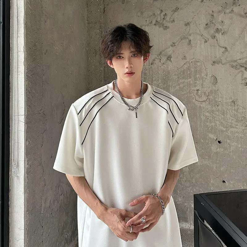 Men's Summer Short Sleeve Loose Oversized Top 150kg Plus Size Niche Streetwear Design Clean Fit American Style