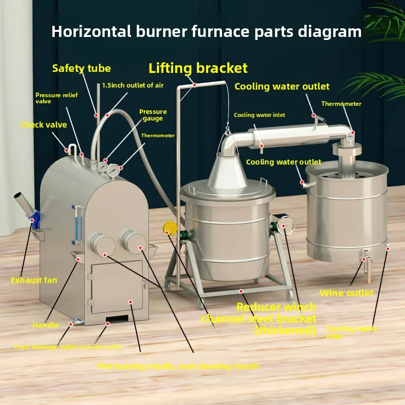 LMM large winery brewing machine commercial 304 wine steamer small workshop smokeless backburning boiler